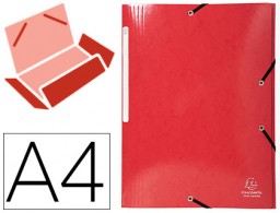 Carpeta de gomas Exacompta A4 3 solapas cartón laminado rojo